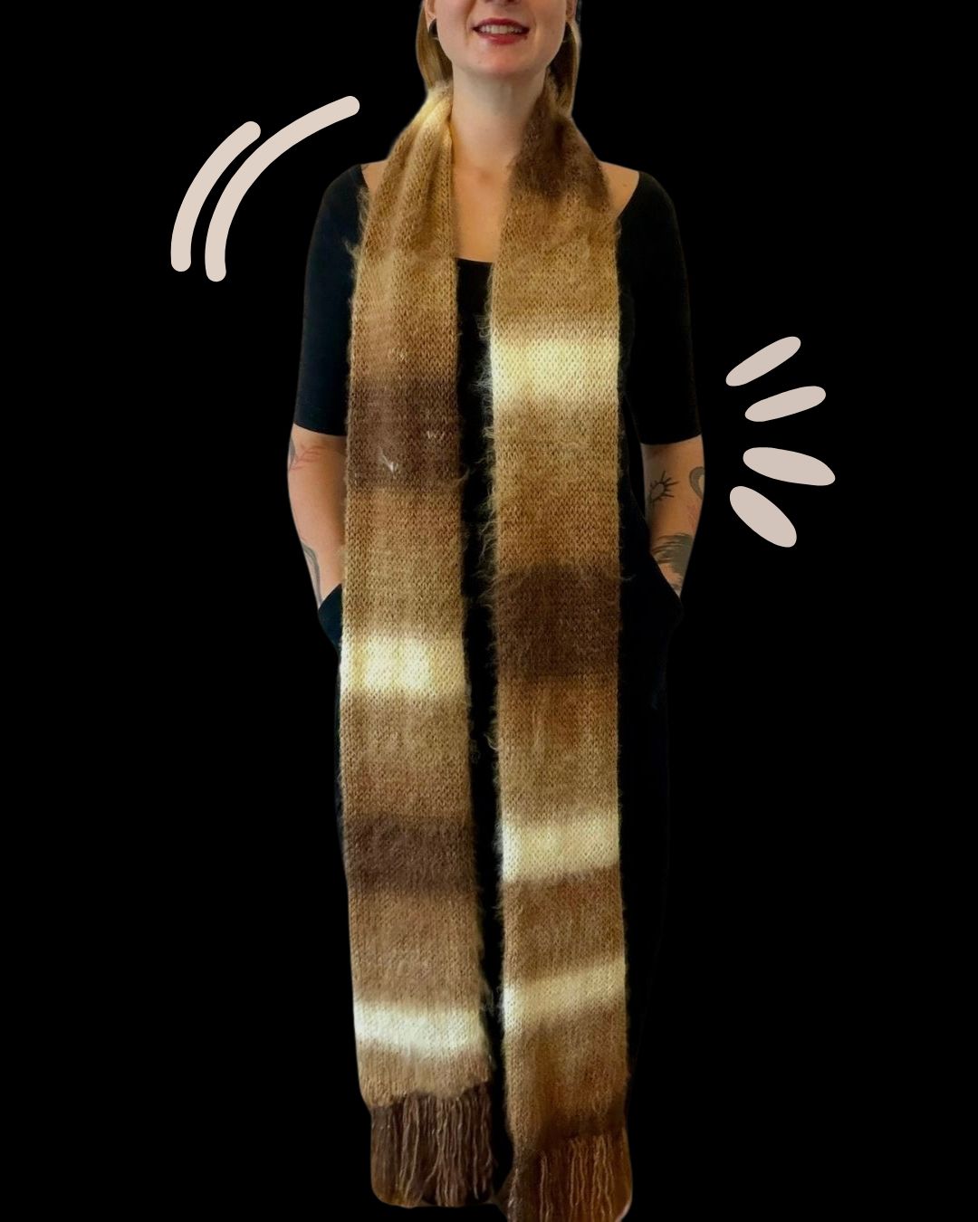 Krémový pletený šál